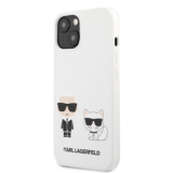 Karl Lagerfeld and Choupette Liquid Silicone Pouzdro iPhone 13 mini White