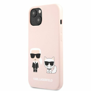 Karl Lagerfeld and Choupette Liquid Silicone Pouzdro iPhone 13 Pink