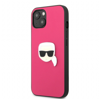 Karl Lagerfeld hard silikónové púzdro iPhone 13 Mini pink Leather Ikonik Karl`s 
