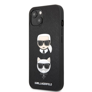 Karl Lagerfeld PU Saffiano Karl and Choupette Heads Kryt iPhone 13 mini Black