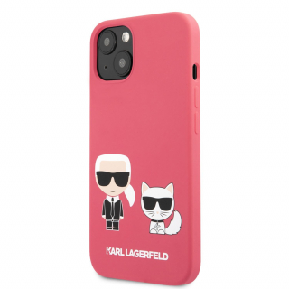 Karl Lagerfeld and Choupette Liquid Silicon Puzdro iPhone 13 mini Red