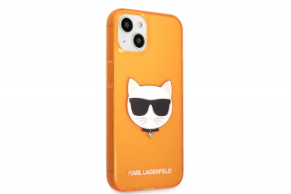 Karl Lagerfeld TPU Choupette Head Kryt pro iPhone 13 Fluo Orange