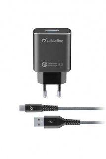 Set nabíjačky a USB-C kábla CellularLine Tetra Force 18W, Qualcomm® Quick Charge